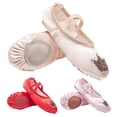 thumbnail image 3 of Sportteer Ballet Shoes 1 Pair Girls Ballet Shoes Soft Sequin Crown Pattern -skid Bottom Elastic Band Faux Silk Breathable Wear-resistant Toddler Big Elastic Dance Shoes, 3 of 9