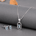 thumbnail image 5 of Femme Jam 925 Sterling Silver Oval Blue Topaz Jewelry Set for Women, Natural Gemstone Pendant Necklace and Stud Earrings, 18" Chain, Hypoallergenic, 5 of 10