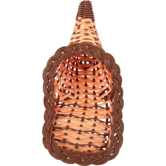 Mobestech Woven Bamboo Cornucopia Storage Basket Chocolate Color for Kitchen and Home