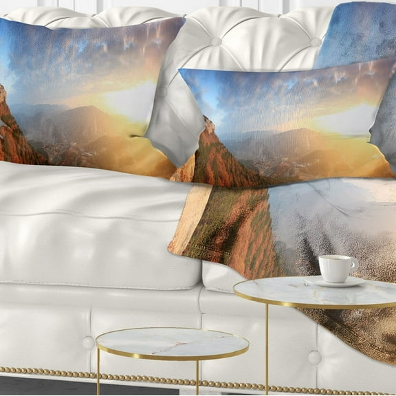 Designart Cave City Eski Kermen - Landscape Photography Throw Pillow - 12x20