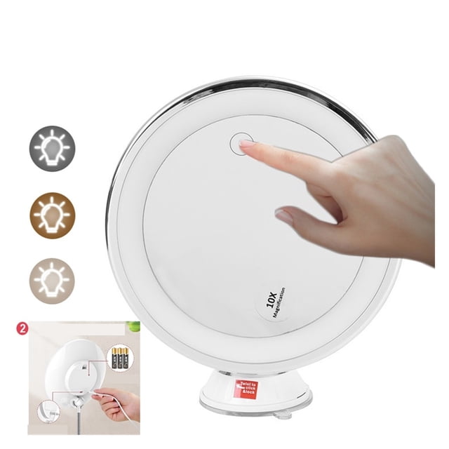 USB Makeup Mirror With LED Light 3 Color 10x Magnifying Make Up Mirror Touch Screen LED Flexible Suction Cup Illuminated Mirror ,Widely Use