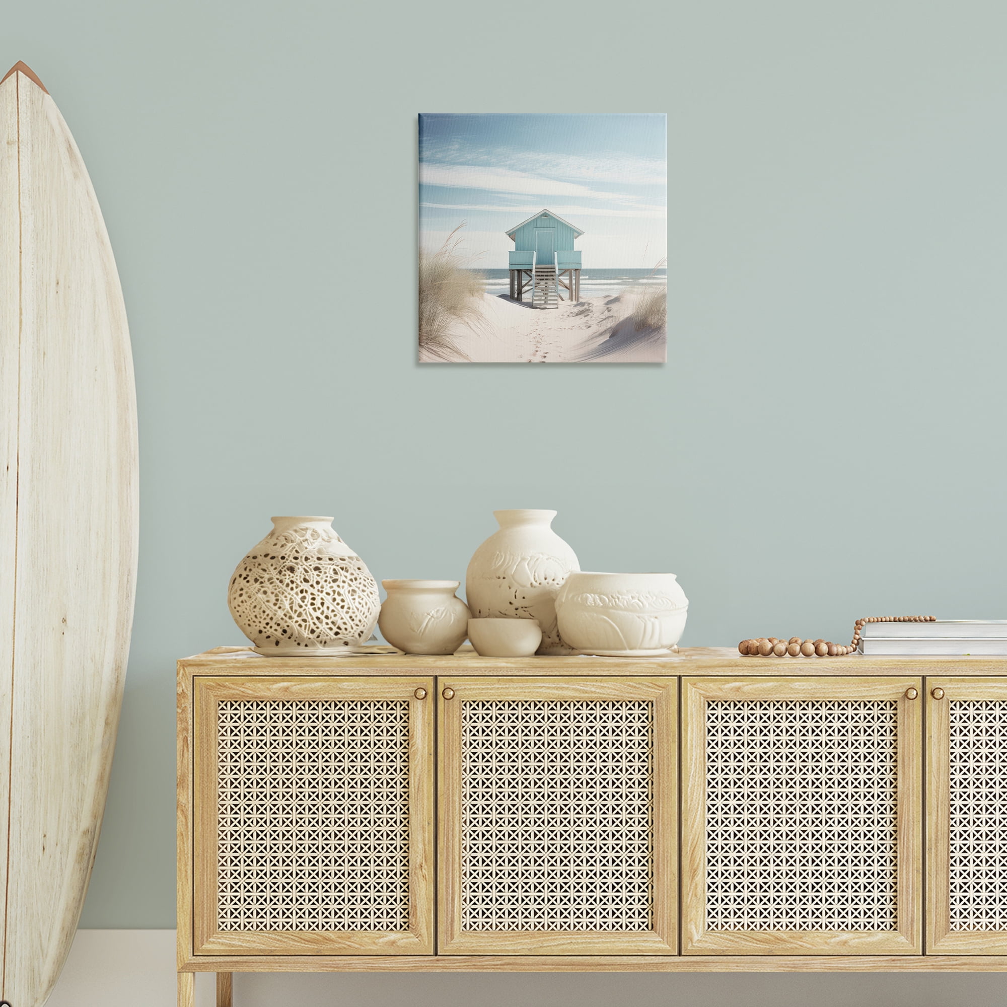 Stupell Industries Coastal Lookout Hut Nautical & Beach Painting Wrapped Canvas Art Print Wall Art, 24 x 24