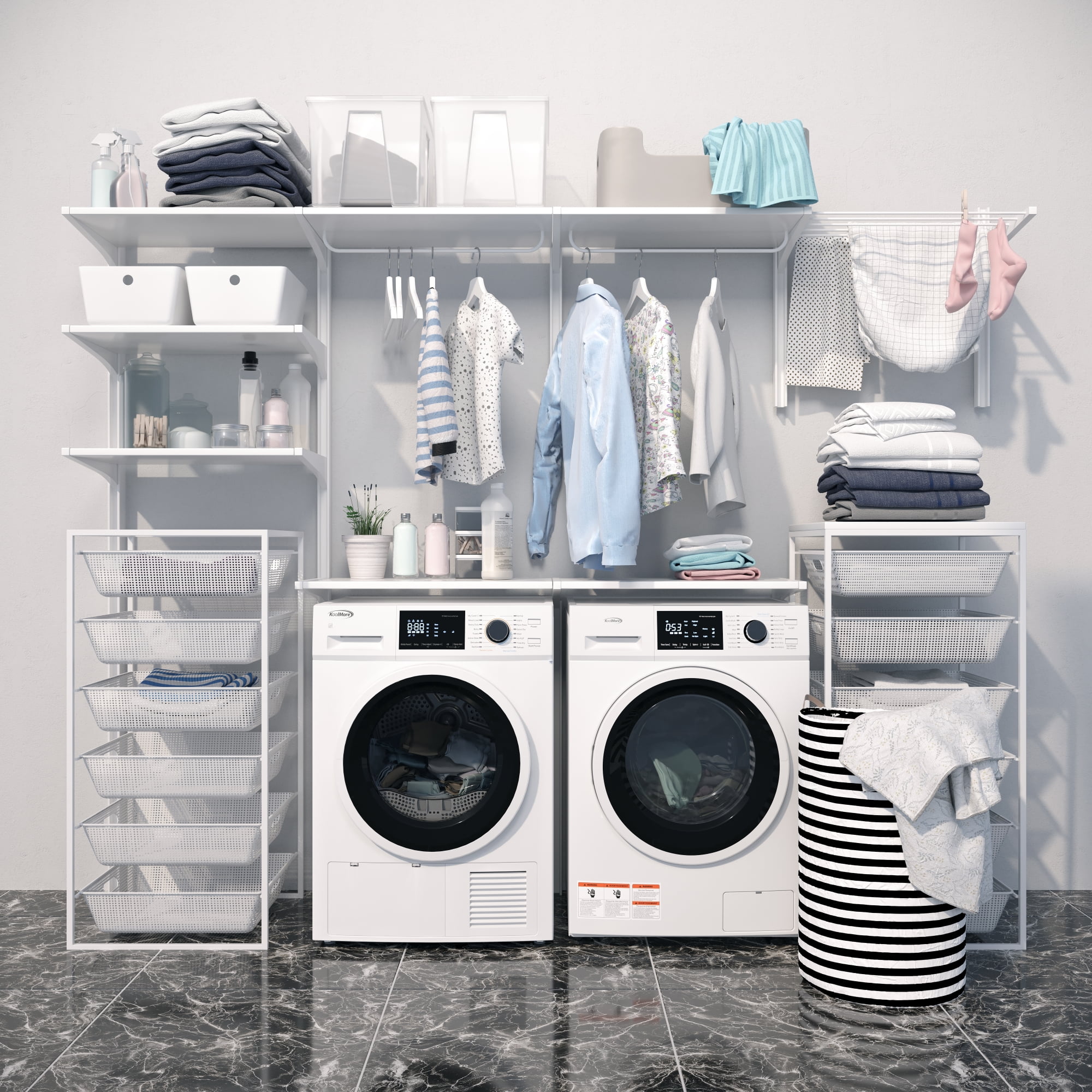 KoolMore 4.4 Cu. ft. Large Capacity Stackable Ventless Front Load Dryer in White, 240V