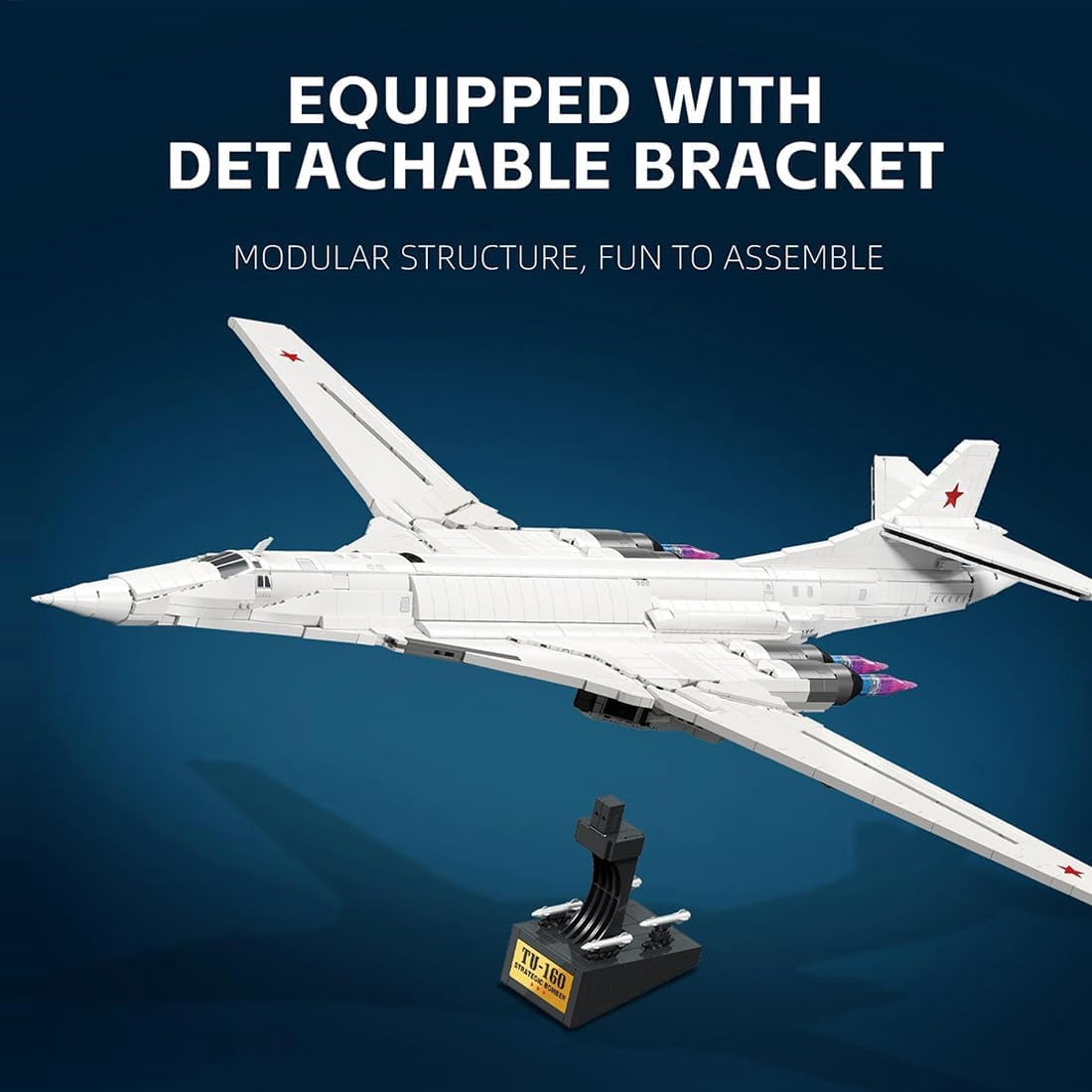 TU-160 Strategic Bomber Aircraft Building Block Set, MOC Large Airplane Brick Model, Military Display Assembly Kit