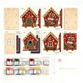 thumbnail image 6 of Christmas Pearl Diamond Art House Ornament, 7.87in 3D Red Wooden House DIY Rhinestone Painting Kit, Stocking Holly Snowflake Festive Pattern for Mantel Tabletop Xmas Decor, 6 of 6