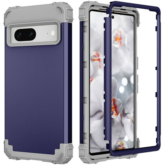 Mantto for Google Pixel 7 Case, 3 in 1 Heavy Duty Rugged Hybrid Anti Slip Shockproof Hard PC Cover Soft Silicone Bumper Non-Slip Protective Phone Case Cover for Google Pixel 7,Darkblue