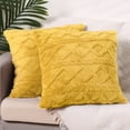 thumbnail image 2 of Unique Bargains Solid Striped Soft Sofa Decorative Pillow Covers (2 Count) Yellow 20" x 20", 2 of 6
