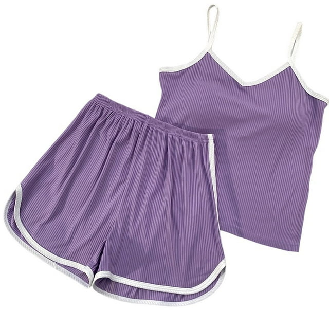 Timegard Tenues d'Été pour Femmes Débardeur Col en V Shorts Confortables Décontractés Ensembles de Course