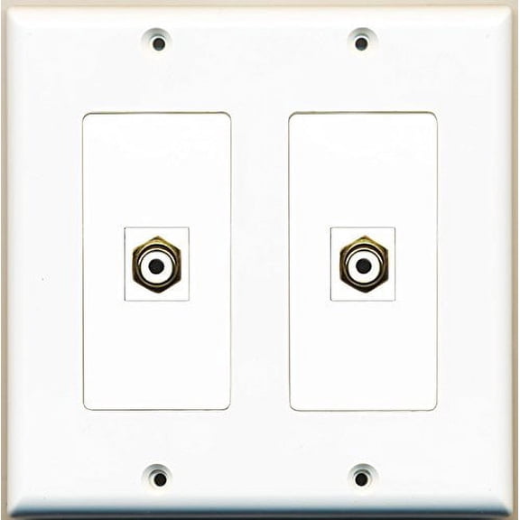 RiteAV - 2 Port RCA White - Dual Gang Wall Plate