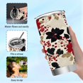 thumbnail image 6 of 20oz Double-Wall Vacuum Insulated Stainless Steel Tumbler with Straws Sports Mugs BPA-Free Red and Blacks Holly Leaves, 6 of 7