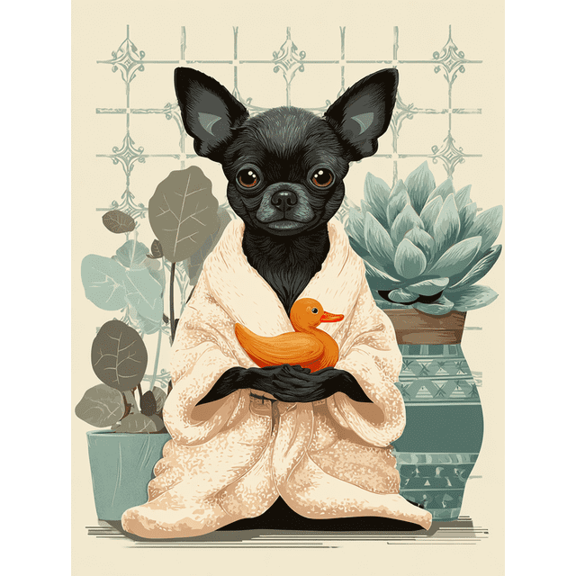 Chihuahua Rubber Duck Canvas Wall Art 15.75x11.81 Inches