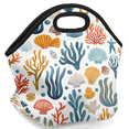 thumbnail image 2 of Herdesigns Starfish and Seashells Neoprene Lunch Bag, Beach Coastal Nautical Insulated Lunch Box for Women Men Washable Lunch Tote Soft Lunch Container With Zipper for Work Picnic Travel, 2 of 7