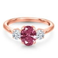 thumbnail image 3 of Gem Stone King 1.71 Ct Oval Red Zirconia 18K Rose Gold Plated Silver Ring, 3 of 6