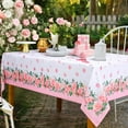 thumbnail image 5 of Happy Mother''s Day Tablecloth, Floral Pink Table Cloth, Spring Flower Table Cover for Outdoor, Waterproof Tablecloth for Gift Party Kitchen Dinning Table Decor, 60 x 120 Inch, Pink and White, 5 of 6