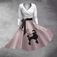 thumbnail image 2 of Robes pour Femmes 1950 Caniche Manches Courtes Col en V Mode Longues Longueurs Robe de Printemps Violet Clair TG, 2 of 4