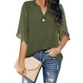 thumbnail image 2 of SHITINN Women's Summer Dressy Chiffon Blouses Flutter Sleeve Blouse Tops V Neck Ruffle Short Slee Short Sleeve Blouses Tops for Women Clothes for Women, 2 of 4