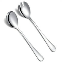 Duslogis Salad Servers Salad Spoons and Fork Set Stainless Steel Serving Utensils for Salad Gravies or Pasta Silver