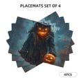 thumbnail image 3 of Placemats Set of 4 / 6, Scarecrow Halloween Night Placemats for Dining Table Indoor/Outdoors Heat Resistant Washable Placemats 18" x 12", 3 of 8