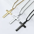 thumbnail image 4 of PAMTIER Unisex Stainless Steel Classic Simple Glossy Plain Cross Biker Crucifix Amulet Couple Necklace Black with 23.6" Chain, 4 of 5
