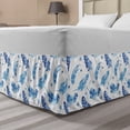 thumbnail image 1 of Feather Bed Skirt, Watercolor Quill Design with Splashes and Stains Brush Strokes Effect, Elastic Bedskirt Dust Ruffle Wrap Around for Bedding Decor, 4 Sizes, Pale Blue and White, by Ambesonne, 1 of 2