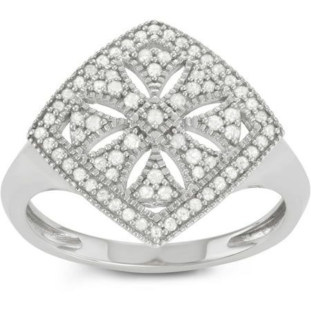 Brinley Co. Women's 3/4 Carat T.W. Diamond Sterling Silver Square Fashion Ring
