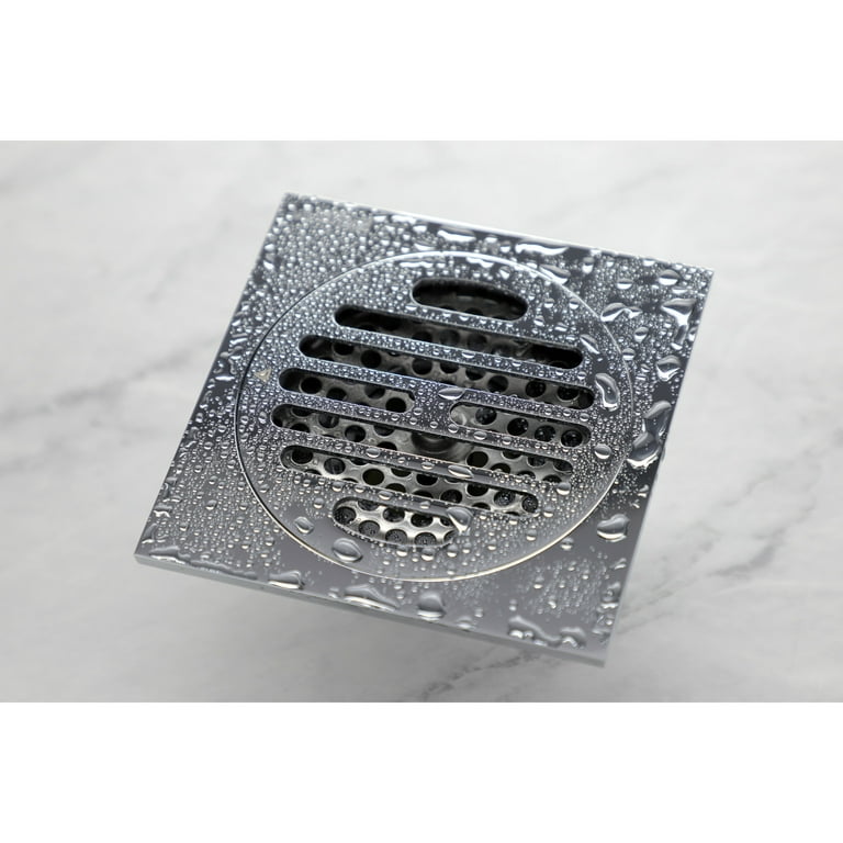 Kingston Brass Watercourse BSF4262PB 4-Inch Square Grid Shower Drain with  Hair Catche