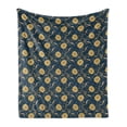 thumbnail image 1 of Sunflower Soft Flannel Fleece Throw Blanket, Helianthus Floral Wild Pointy Petals Repetitive Print, Cozy Plush for Indoor and Outdoor Use, 50" x 70", Dark Sky Blue Mustard, by Ambesonne, 1 of 5