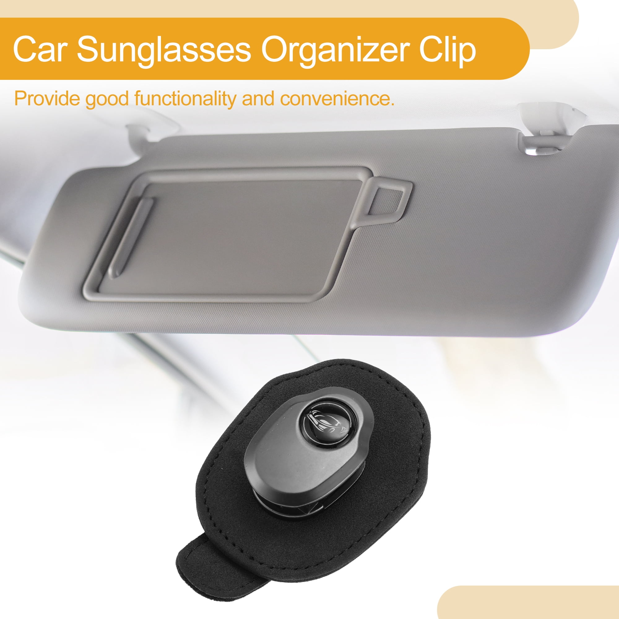 Unique Bargains Car Sunglasses Clip Universal Sun Visor Holder for Car Suede Metal Black