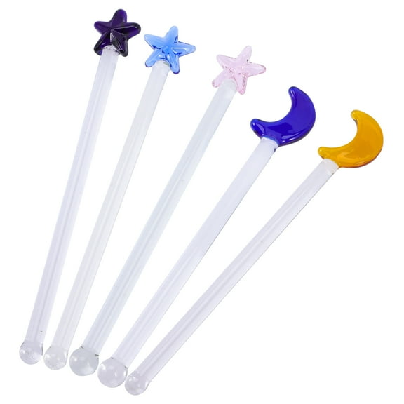 OHOIOLLA 5Pcs Long Handle Glass Swizzle Sticks for Party and Bartending Use