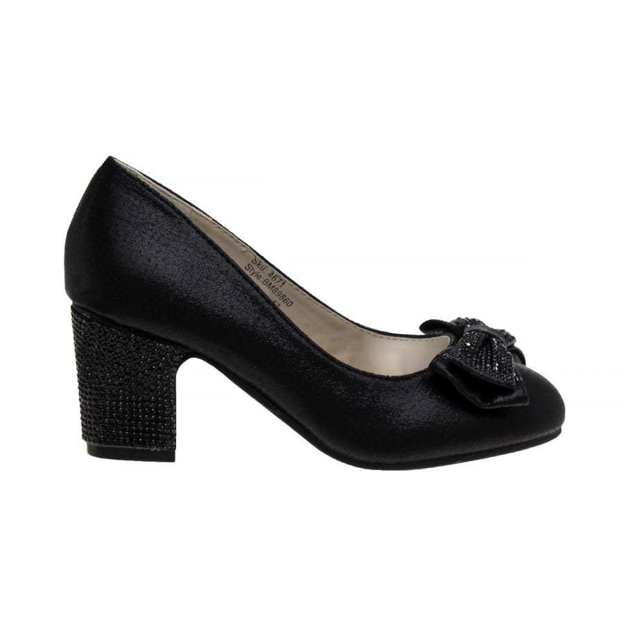 Badgley Mischka Little Kids Girls Medium Heel Dress Pump Shoes - Black , 2