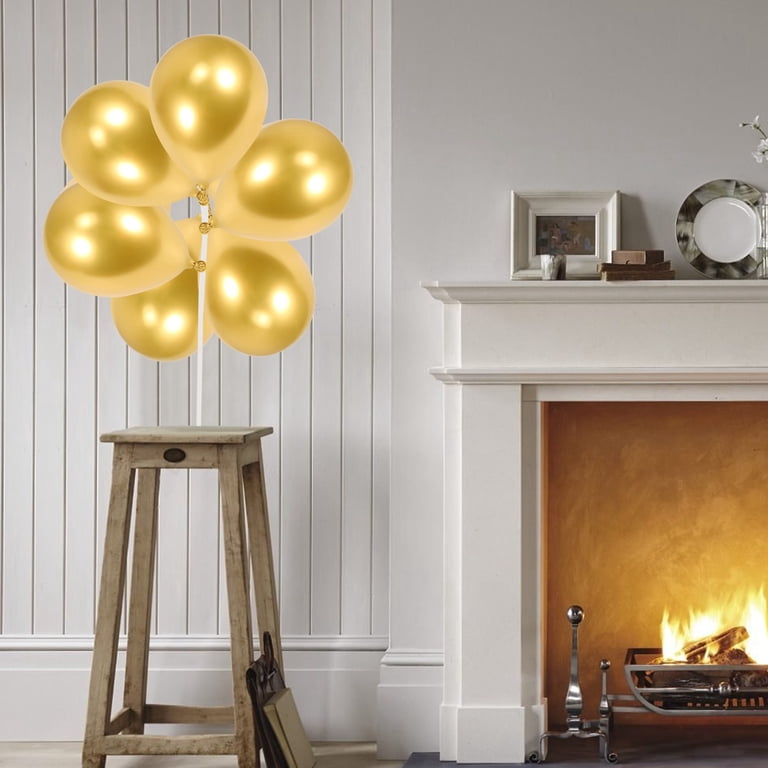 100Pcs Gold Metallic Chrome Latex Balloons, 5Inch Round Helium Balloons For Wedding Graduation Anniversary Baby Shower