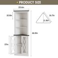 thumbnail image 6 of VEANERWOOD 67" Tall Corner Cabinet with 3 Adjustable Shelves, Modern Storage Cabinet with 2 Glass Doors for Living Room, Bathroom, Hallway, White, 6 of 7