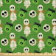 thumbnail image 2 of Ambesonne Halloween Fabric by the Yard Microfiber, Ghosts and Scary Heads, 10 Yards, Fern Green Orange and Ecru, 2 of 2