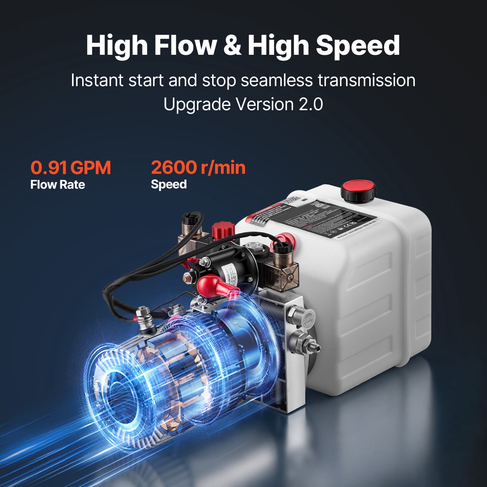 KFFKFF 3 Quart Hydraulic Pump, Double Acting Dump Trailer Unit, 3200 PSI Max Pressure & 0.91 GPM Flow Rate, DC 12V Hydraulic Power System for Dump Trailer and Vehicle Lifting (Horizontal Setup)
