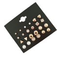 thumbnail image 5 of Jumpingount 12 pares de pendientes con forma geométrica para mujer y niña, decoración de circonita chapada en Metal Ropa, zapatos y accesorios Miscelánea 3 tablero negro dorado, 5 of 5