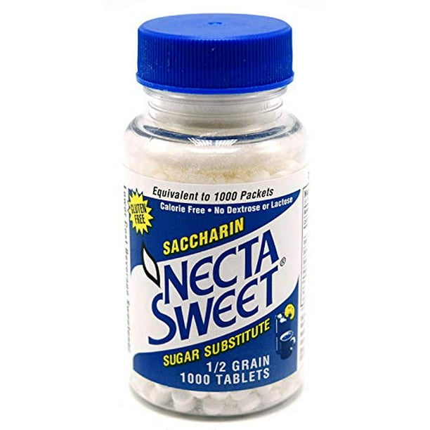 Necta Sweet Saccharin Tablets, 1/2 Grain, 1000 Tablet Bottle (Pack of 2