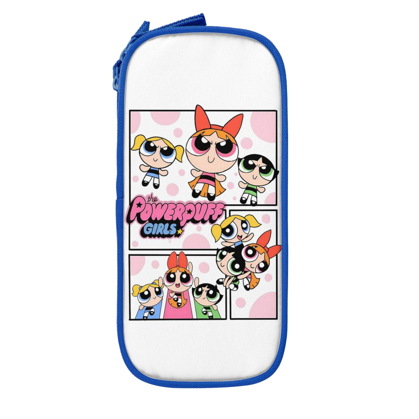 The Powerpuff Gi-rls Pencil Case Large Capacity Pencil Pouch Pen Bag Office Stationery Organizer Travel Makeup Bag Blue