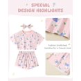 thumbnail image 2 of SANMIO Toddler Girl Clothes 18M-6T Toddler Girls Outfits Cute T-Shirt+Shorts+Headband 3Pcs Summer Baby Clothing Sets, 2 of 7