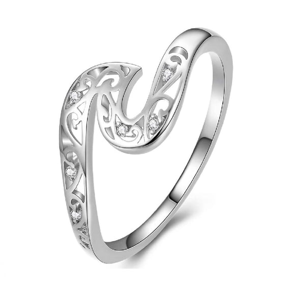 Sterling Silver and Crystal Tidal Wave Ring