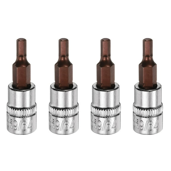 Uxcell 4pcs 9/64" Hex Bit Socket 1/4" Square Drive SAE Extension Impact Bit Power Nut Driver Set S2 & CR-V Steel Socket Ratchet Wrench Bits