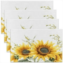 Erosebridal Gold Sunflower Place Mats Set of 4 for in Door Dinning, Botanical Floral Table Place Mats for in Door Dining, Rustic Farmhouse Decor