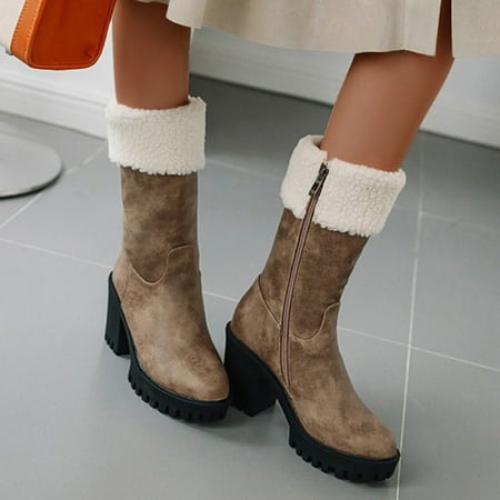 

Gubotare Women Winter Boots Womens Warm Lined Winter Snow Boots Waterproof Ankle Boots Outdoor Booties Comfortable Shoes for Women Khaki 8.5