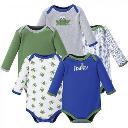 UPC: 0660168382358 | Luvable Friends Baby Boy Cotton Long-Sleeve Bodysuits 5pk  Frog  0-3 Months