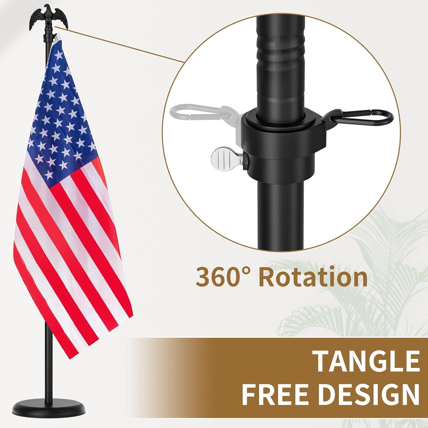8 FT Indoor Flag Pole and Stand,Heavy Duty Indoor Flag Pole Kit with Weighted & Thickened Base, Eagle Topper,3x5 FT American Flag,Adjustable Presidential Indoor Flagpole for Office School City Hall