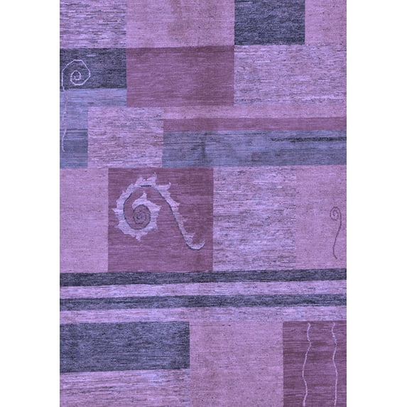 Ahgly Company Machine Washable Indoor Rectangle Abstract Blue Modern Area Rugs, 7' x 9'