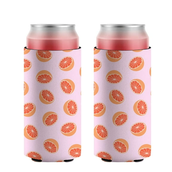 2 Pcak Sleeves Beer Cooler Bags Insulated Collapsible Beer Sleeve Grapefruit Can Cooler Sleeve for Birthday Party Wedding