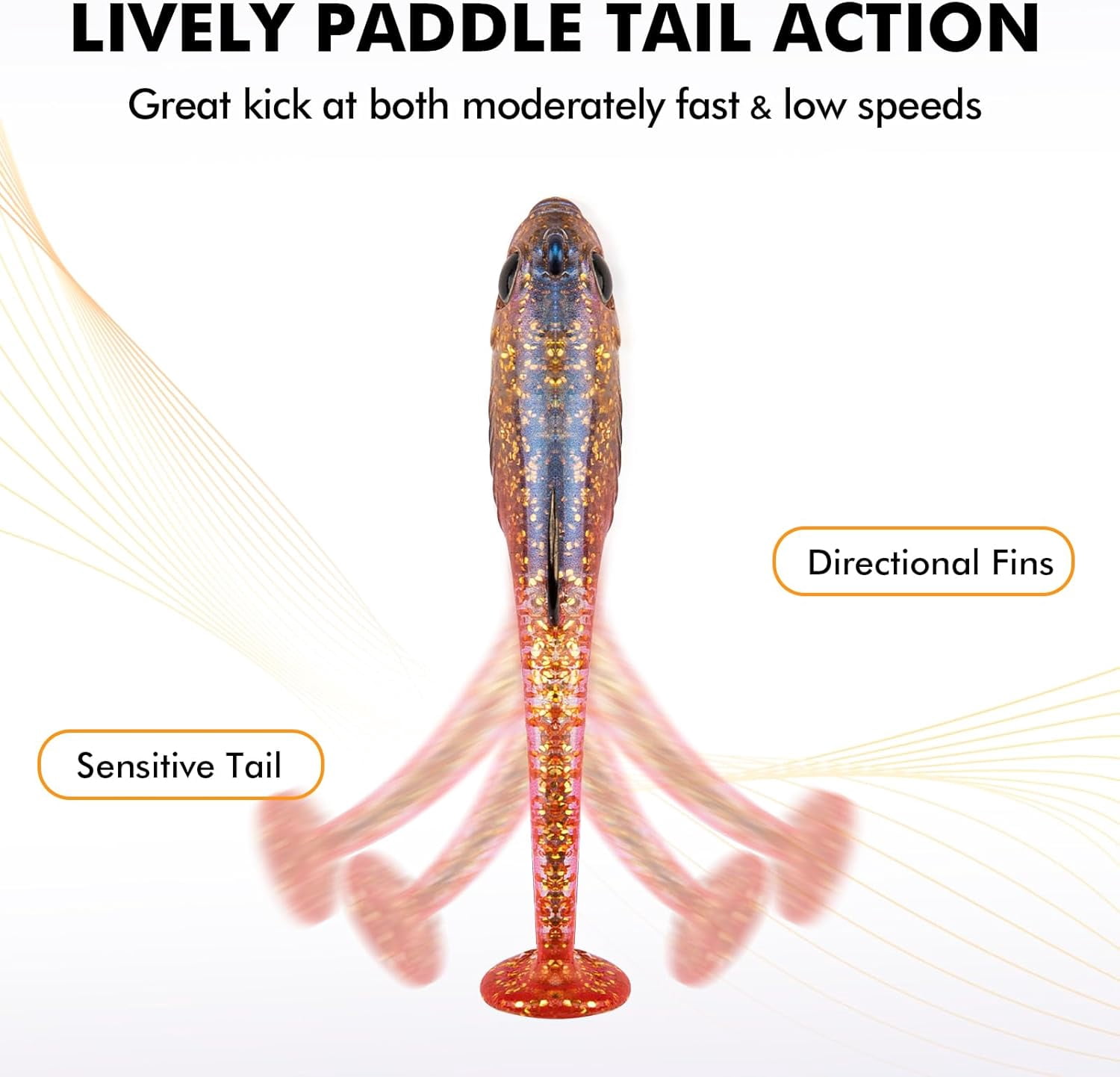 TRUSCEND Easy Catch Shadtale with BKK Branded Hook, Unique Vibrating Swim and Trembly Jigging Action for More Bites, Durable TPE Soft Fishing Lures for Bass Crappie Trout Walleye, Keep Separately