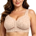thumbnail image 5 of XUNKUSGA Wireless Front Closure Bra for Women Scalloped Lace Side Bust Support Plus Size Minimizer Bras with Wide Mesh Shoulder Straps for Large Bust & Seniors,Beige02,48/110C, 5 of 9