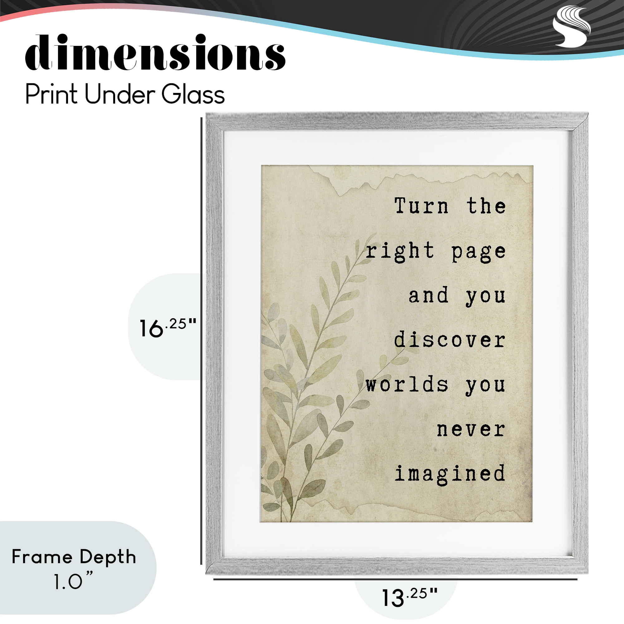 Stupell Industries Literary Wonders Quote Gray Framed Print Under Glass, design by Julia Frost