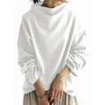 thumbnail image 2 of Womens Oversized Sweatshirts Stand Collar Pullover Long Sleeve Hoodies Tops Fall Fashion Outfits Clothes White XL, 2 of 9